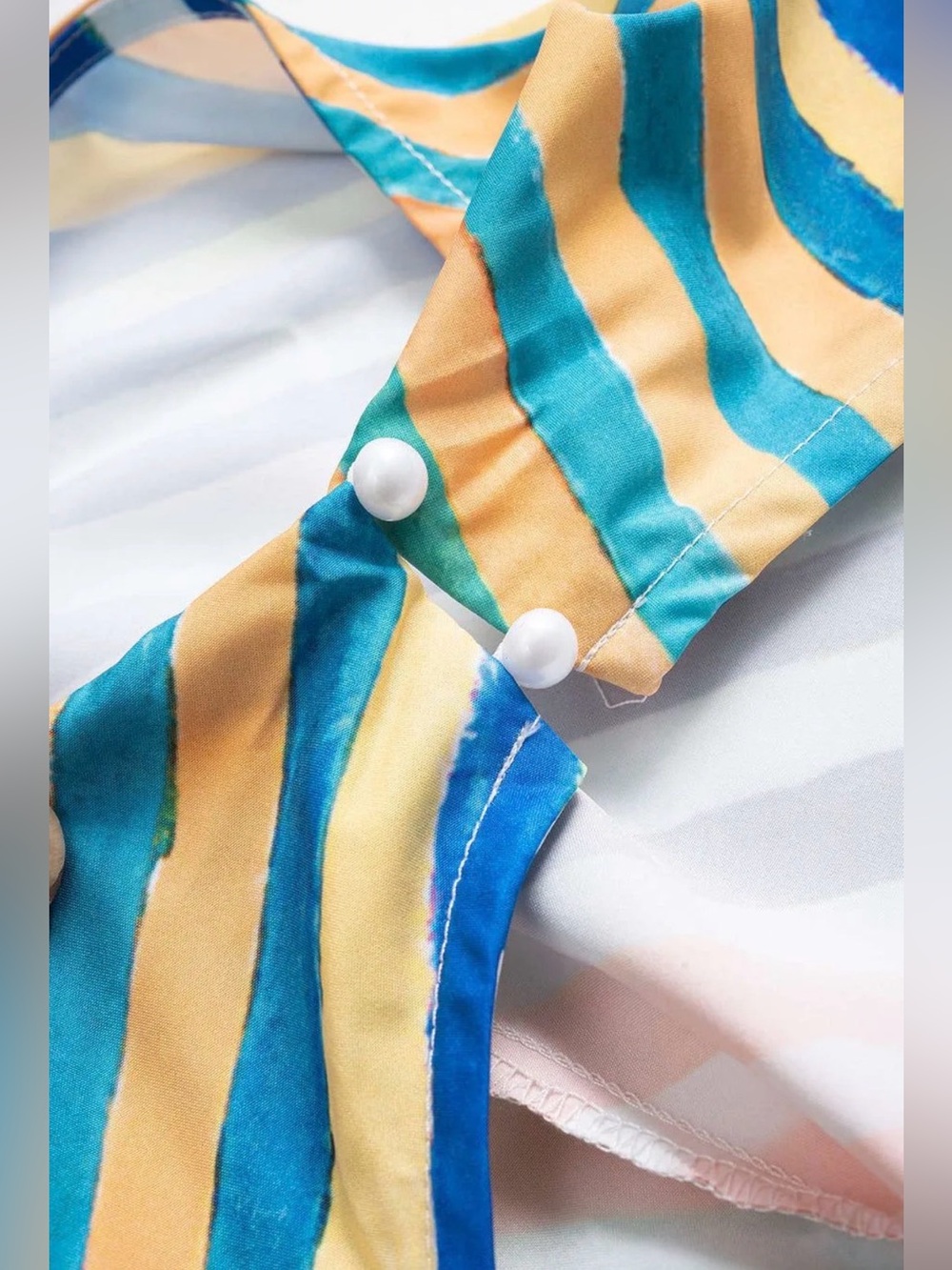 Multi-Stripe Halter Tie Camisole in Blue, Orange & Green - Picture 2 of 2